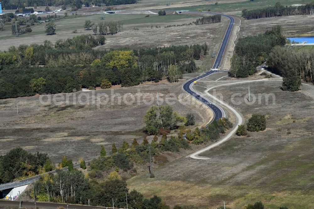 Aerial image Breese - Construction of the bypass road in in Breese in the state Brandenburg, Germany