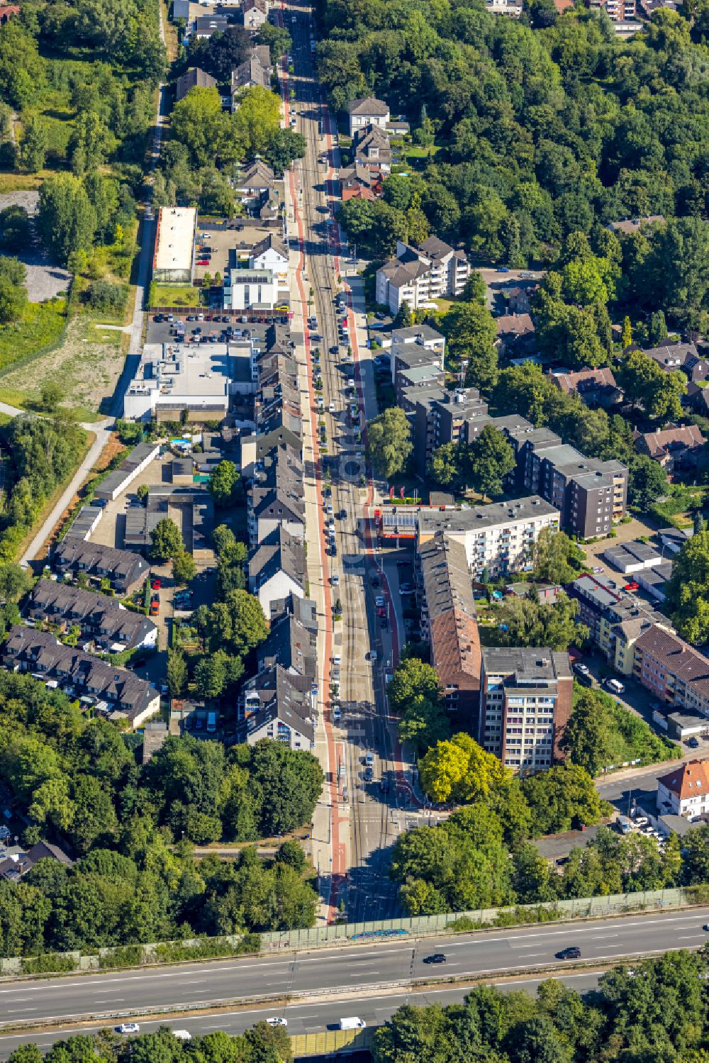 Gelsenkirchen from above - Road Horster street in Gelsenkirchen - Buer in North Rhine-Westphalia