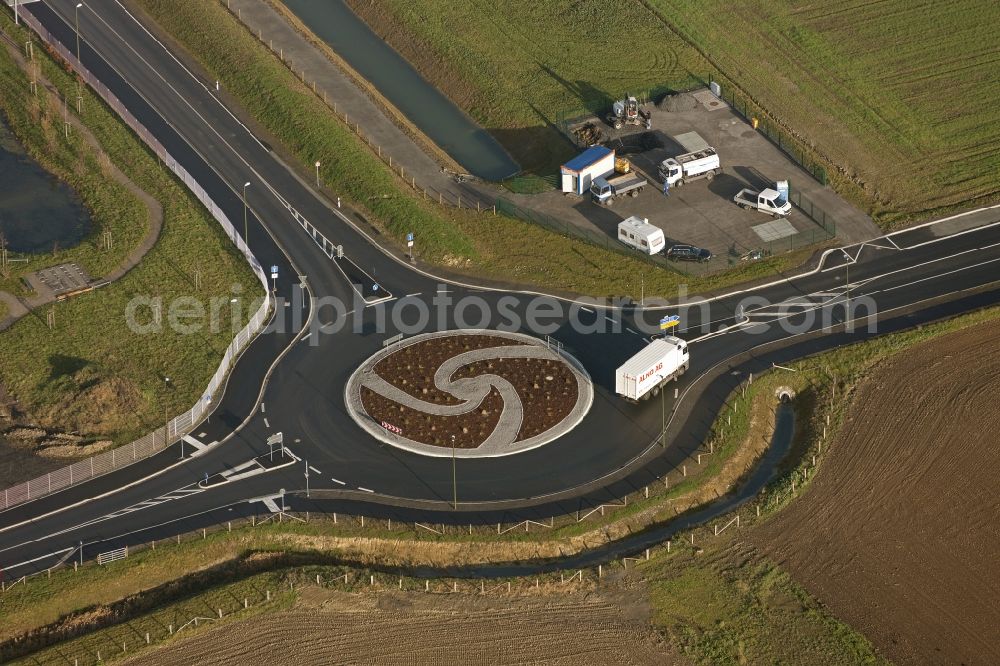 Bad Kreuznach from above - Road at the roundabout in Bad Kreuznach in Rhineland-Palatinate