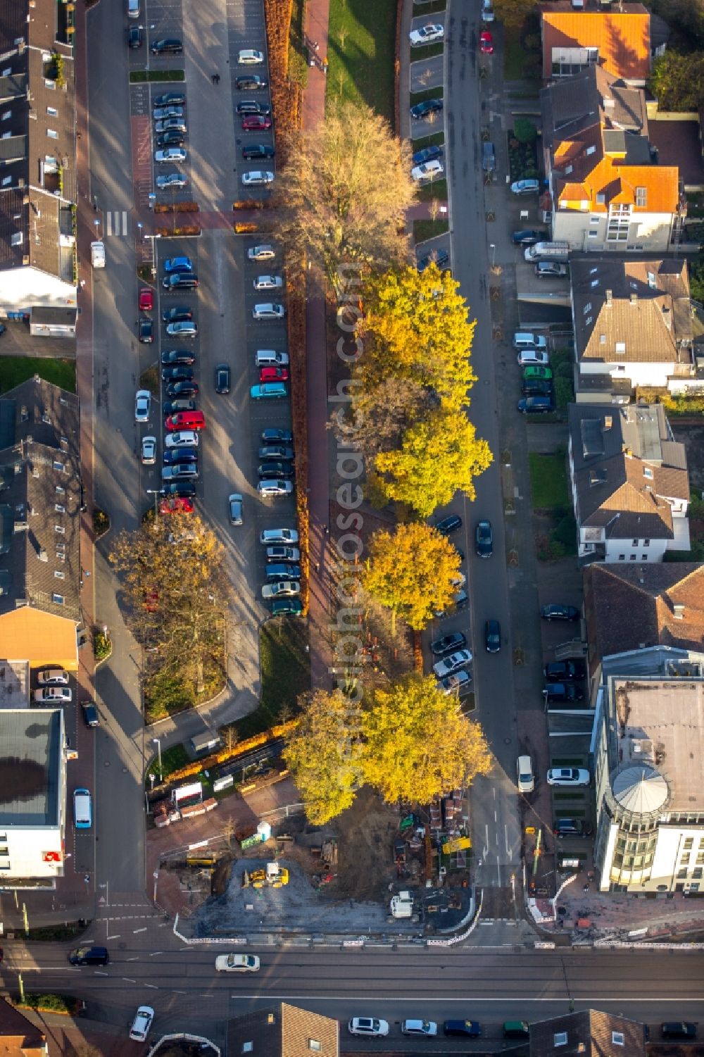 Aerial photograph Dinslaken - Street view and surrounding area of Am Rutenwall in Dinslaken in the state North Rhine-Westphalia