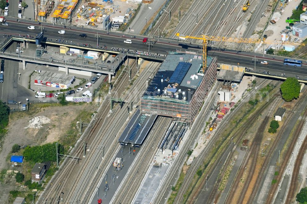 Aerial photograph Berlin - Route expansion station - Warschauer road to east cross rail station in Friedrichshain district of Berlin