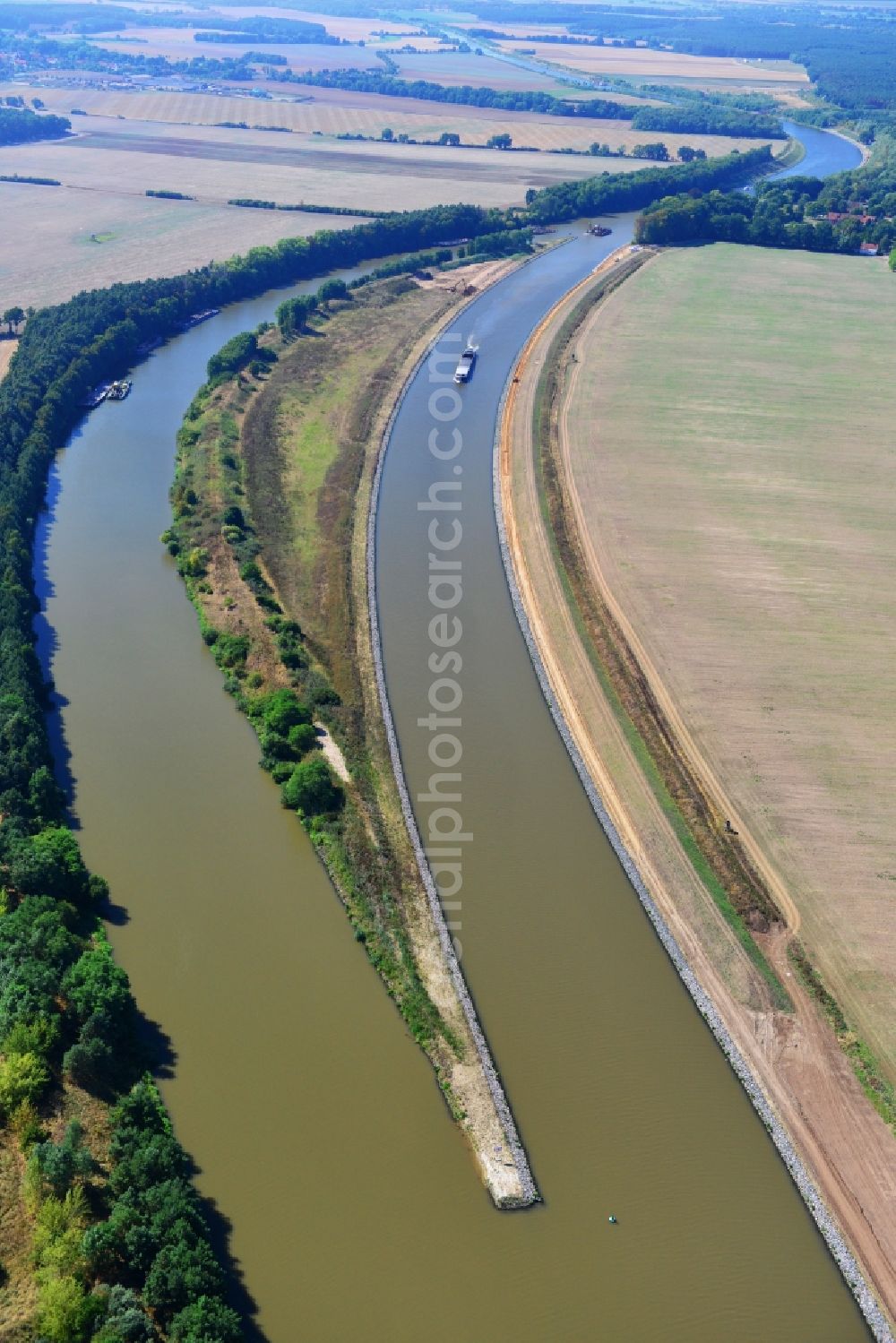 Aerial image Seedorf - River construction site at the Elbe-Havel-Canal in the state Saxony-Anhalt