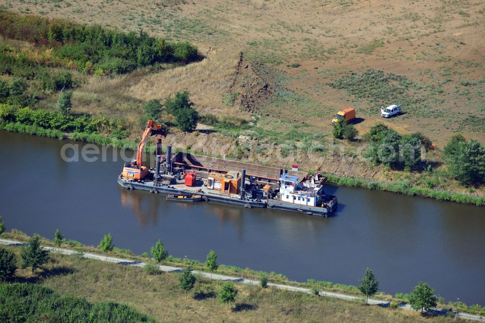 Seedorf from above - River construction site at the Elbe-Havel-Canal in the state Saxony-Anhalt