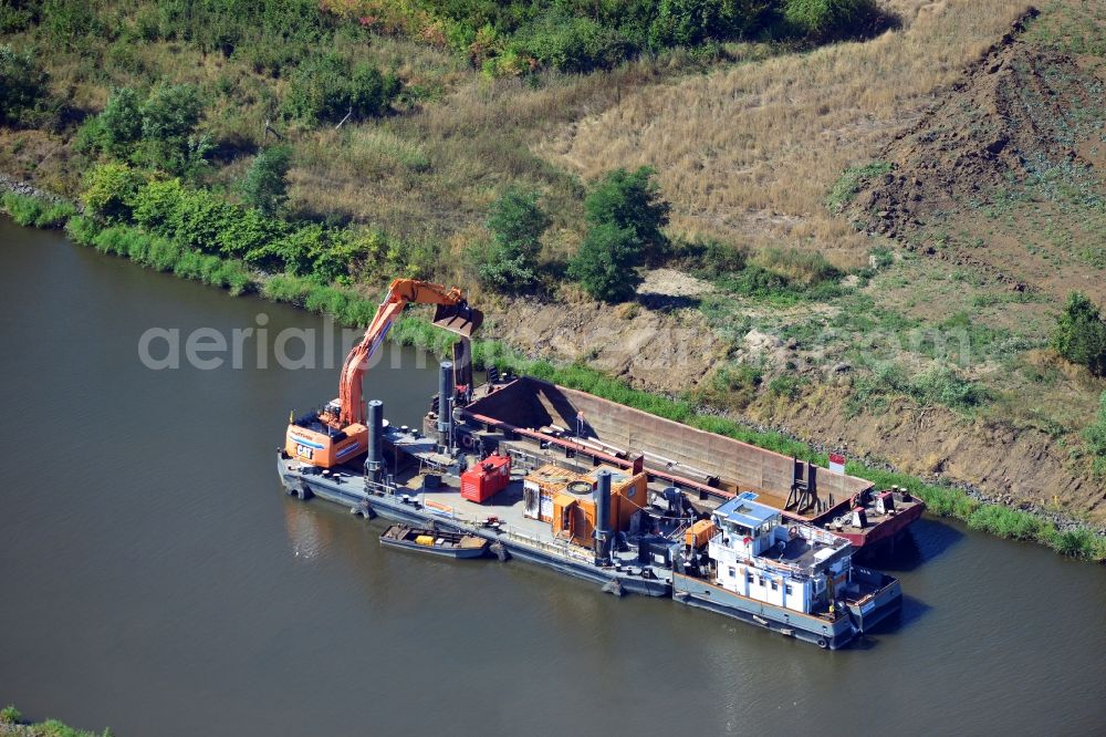 Seedorf from the bird's eye view: River construction site at the Elbe-Havel-Canal in the state Saxony-Anhalt