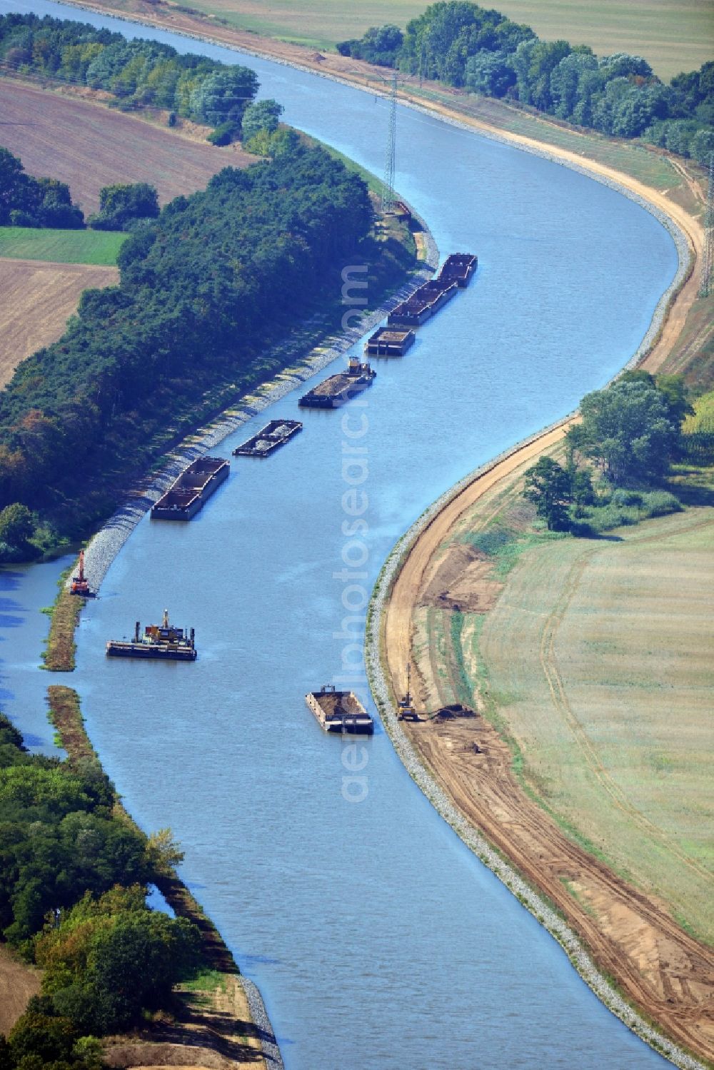 Aerial photograph Seedorf - River construction site at the Elbe-Havel-Canal in the state Saxony-Anhalt