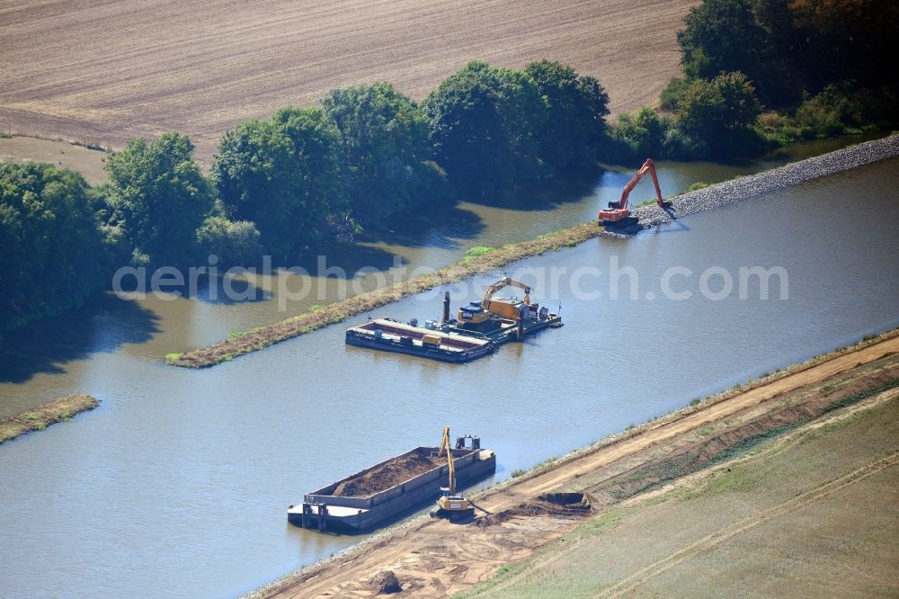 Aerial photograph Seedorf - River construction site at the Elbe-Havel-Canal in the state Saxony-Anhalt