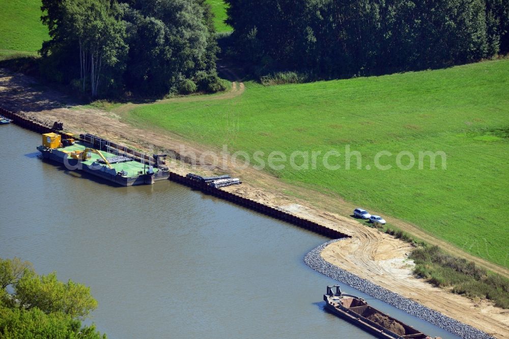 Seedorf from above - River construction site at the Elbe-Havel-Canal in the state Saxony-Anhalt