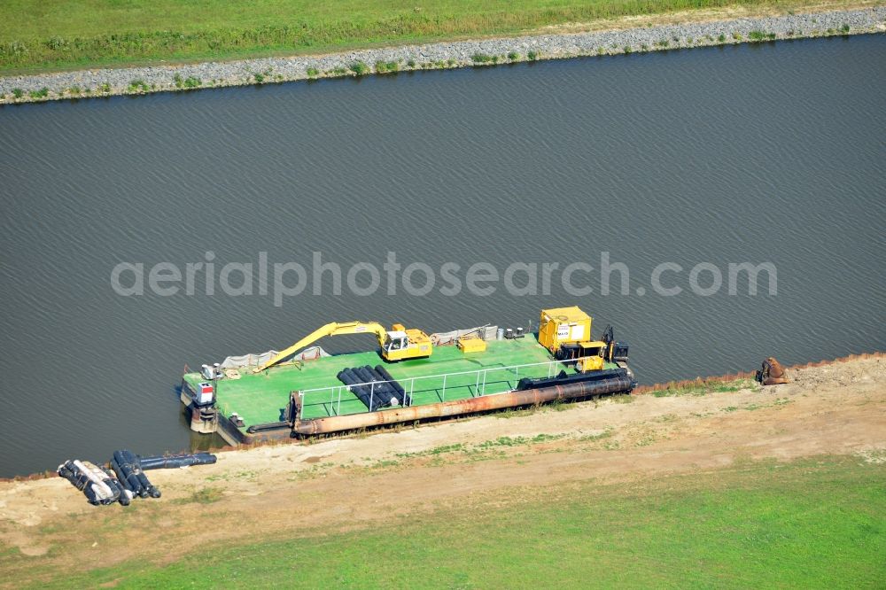 Seedorf from the bird's eye view: River construction site at the Elbe-Havel-Canal in the state Saxony-Anhalt