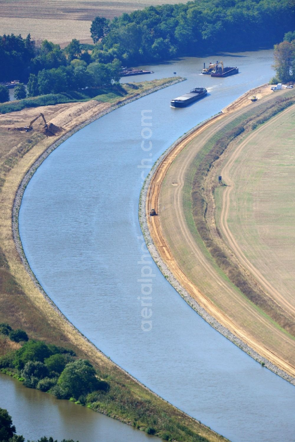 Aerial photograph Seedorf - River construction site at the Elbe-Havel-Canal in the state Saxony-Anhalt