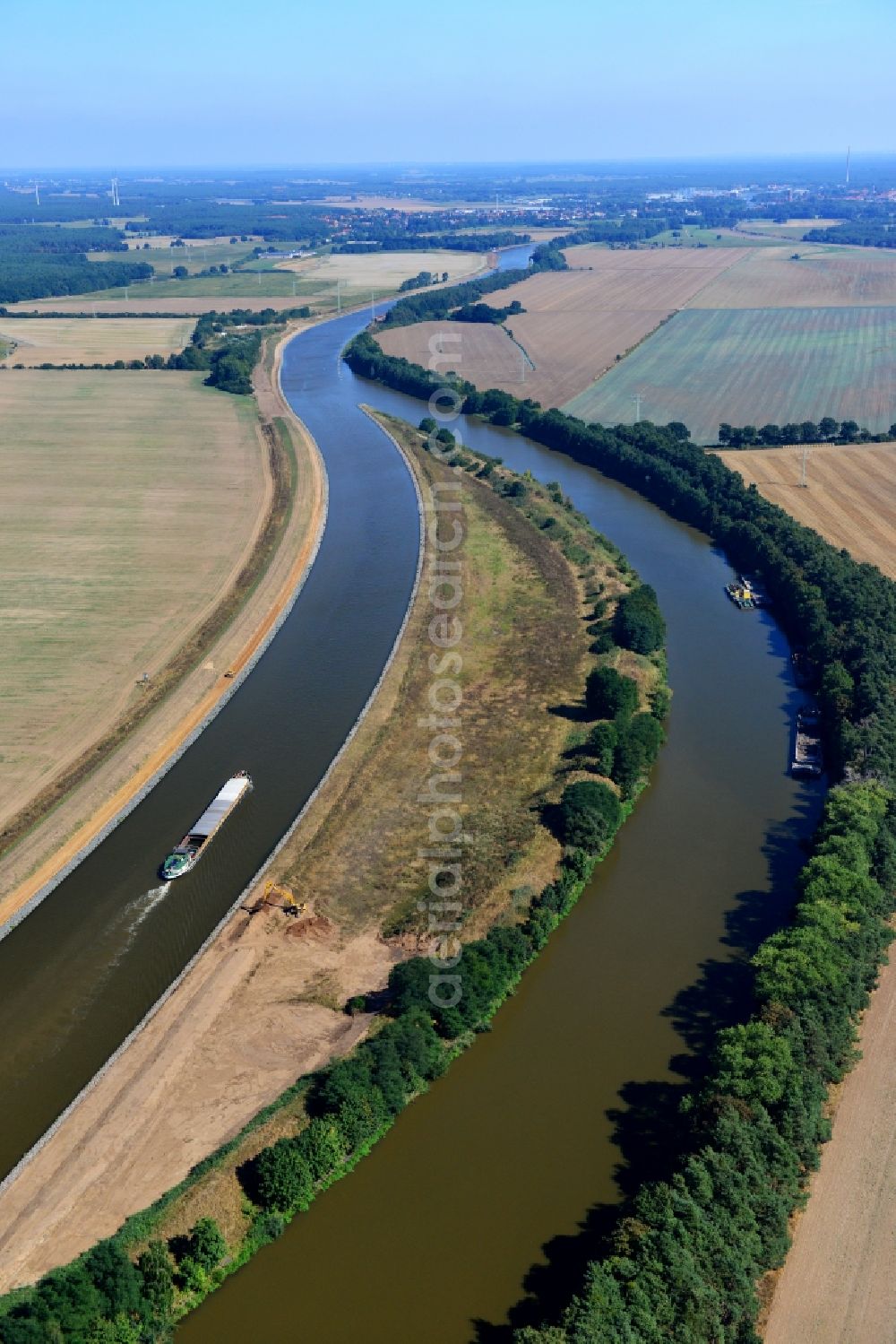 Aerial photograph Seedorf - River construction site at the Elbe-Havel-Canal in the state Saxony-Anhalt