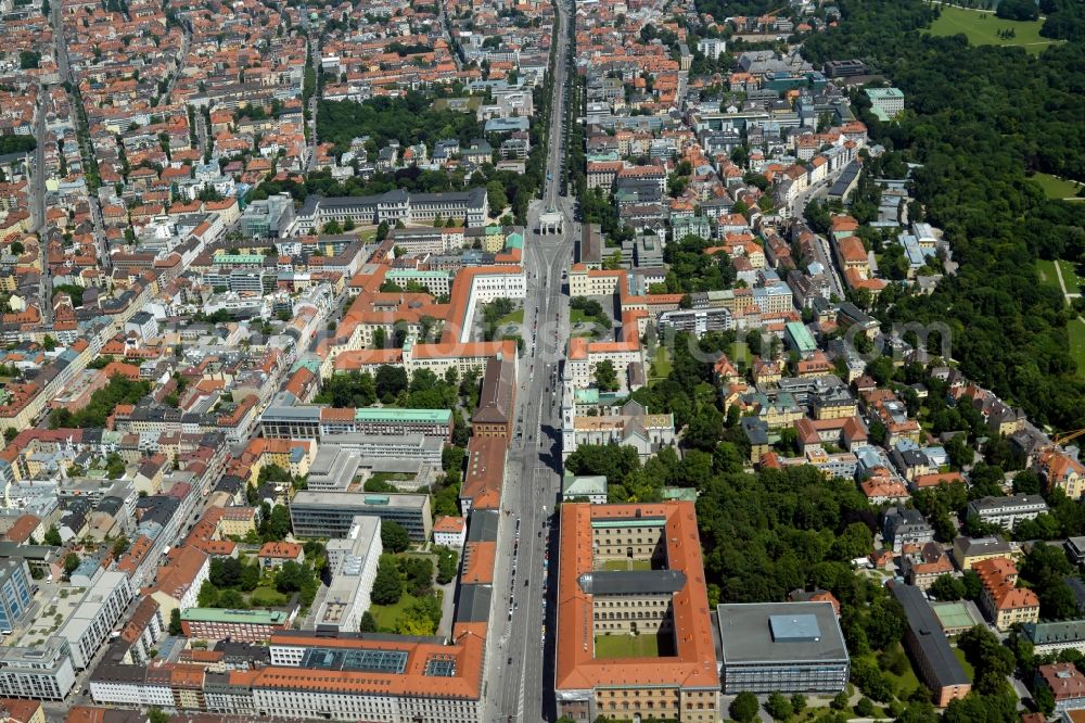 Aerial image München - Route of the Ludwig street with the winning goal in Munich in Bavaria