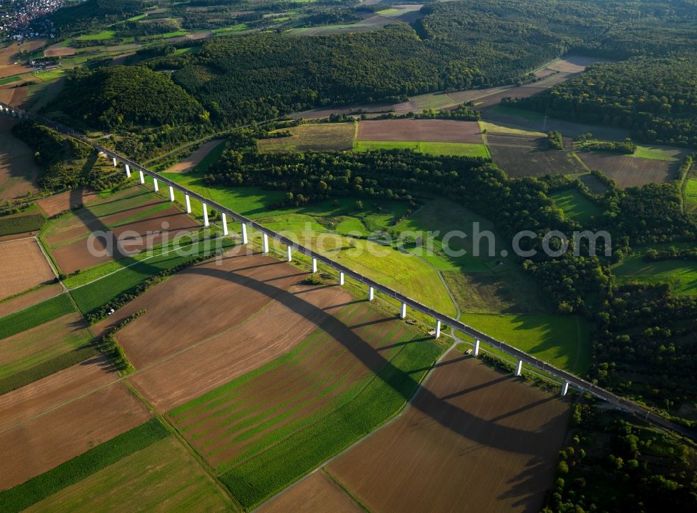 Aerial photograph Zellingen - Route of the viaduct of the ICE train of the Deutsche Bahn track in Zellingen in Bavaria