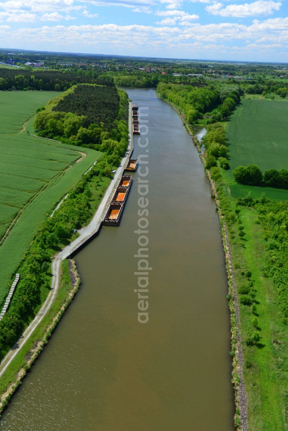 Aerial photograph Bergzow - Route of the waterway Elbe-Havel Canal at Bergzow in Saxony-Anhalt