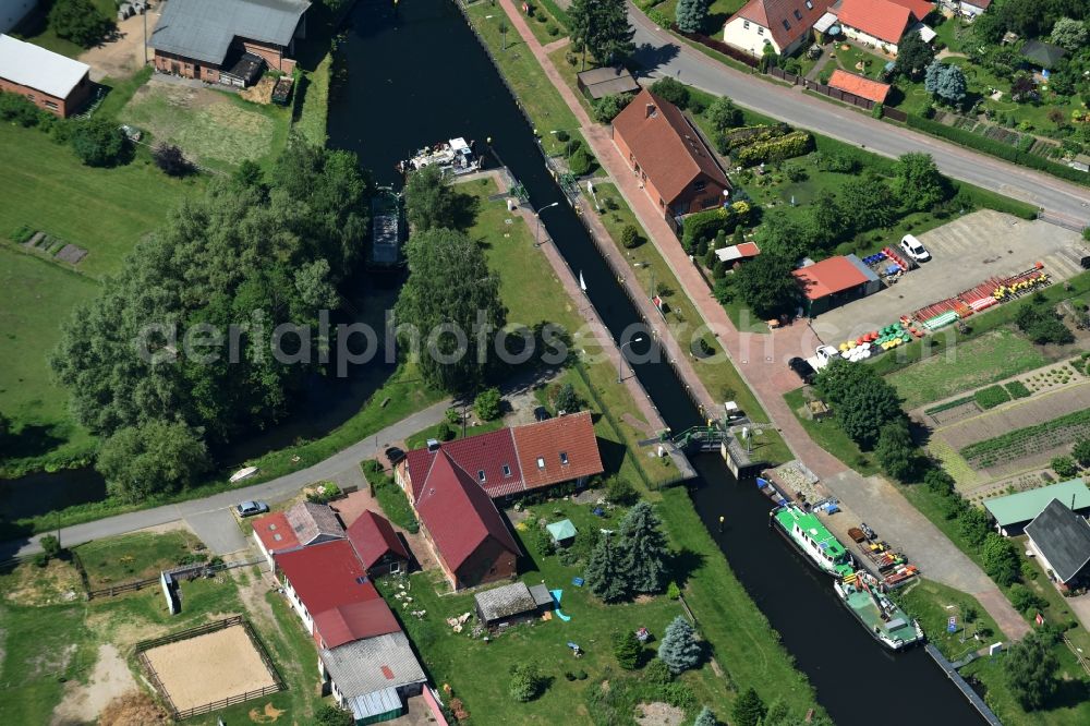 Aerial photograph Banzkow - Stoercanal with sluice in Banzkow in the state Mecklenburg - Western Pomerania