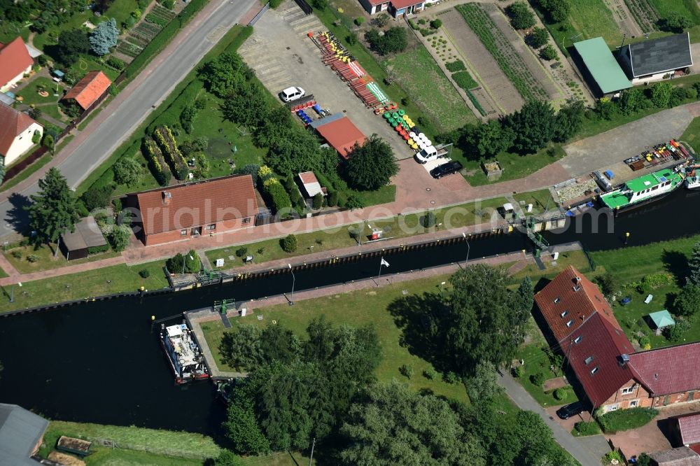 Aerial image Banzkow - Stoercanal with sluice in Banzkow in the state Mecklenburg - Western Pomerania