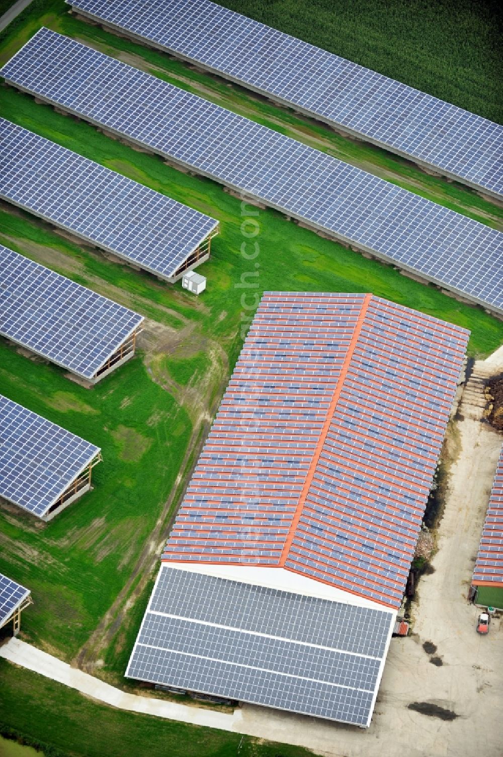 Aerial photograph Groven - View of an area for round bale storage with photovoltaics in Groven in the state Schleswg-Holstein