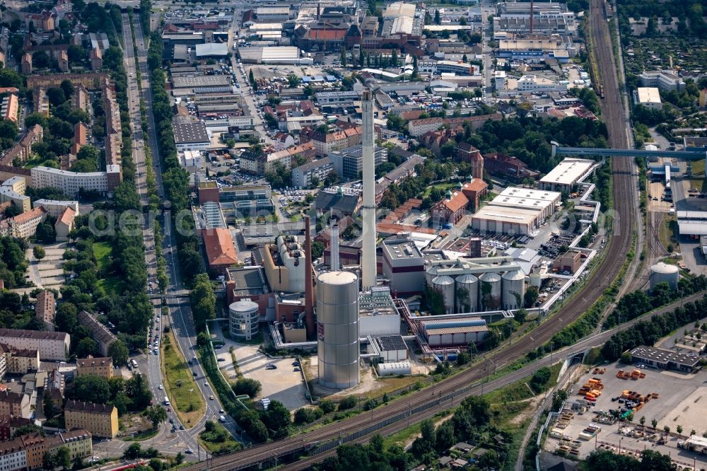 Nürnberg from above - Power plant from natural gas in the district Sandreuth in Nuremberg in the state Bavaria, Germany