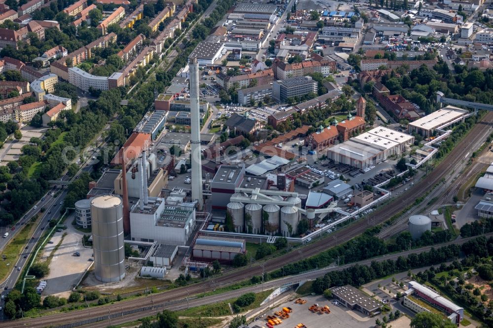 Aerial image Nürnberg - Power plant from natural gas in the district Sandreuth in Nuremberg in the state Bavaria, Germany