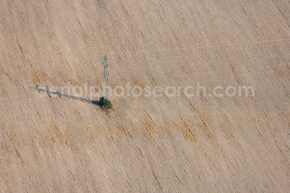 Marzling from the bird's eye view: Power tower-construction of a road and Interconnector in Marzling in the state Bavaria, Germany