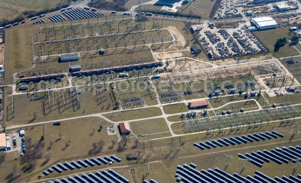 Neuenhagen bei Berlin from the bird's eye view: Power substation in the industrial area Neuenhagen in Brandenburg