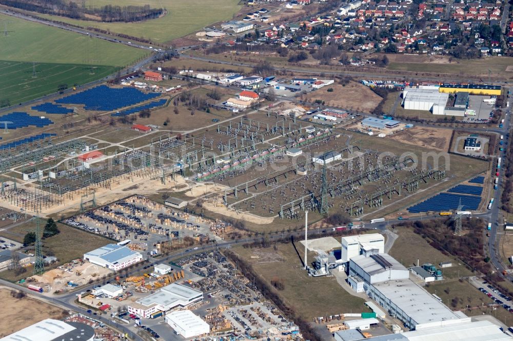 Neuenhagen bei Berlin from the bird's eye view: Power substation in the industrial area Neuenhagen in Brandenburg