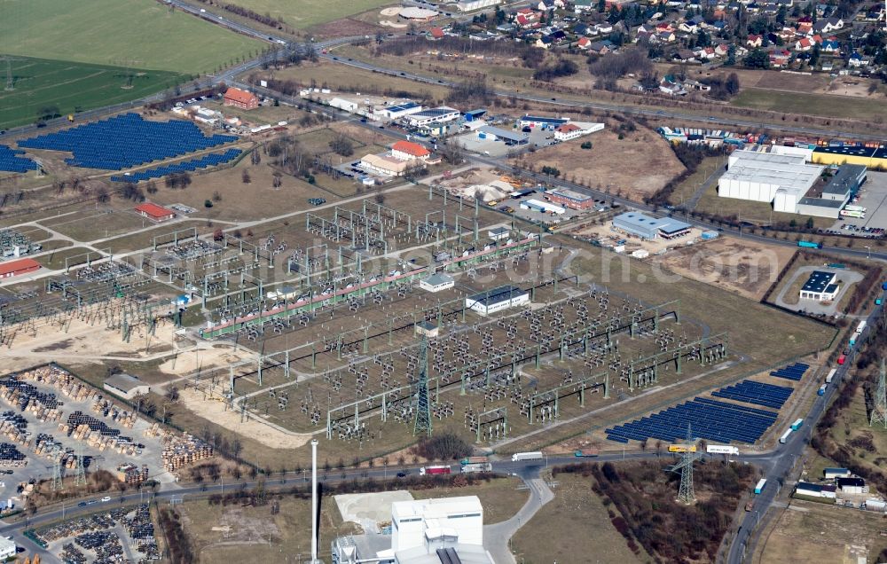 Aerial image Neuenhagen bei Berlin - Power substation in the industrial area Neuenhagen in Brandenburg