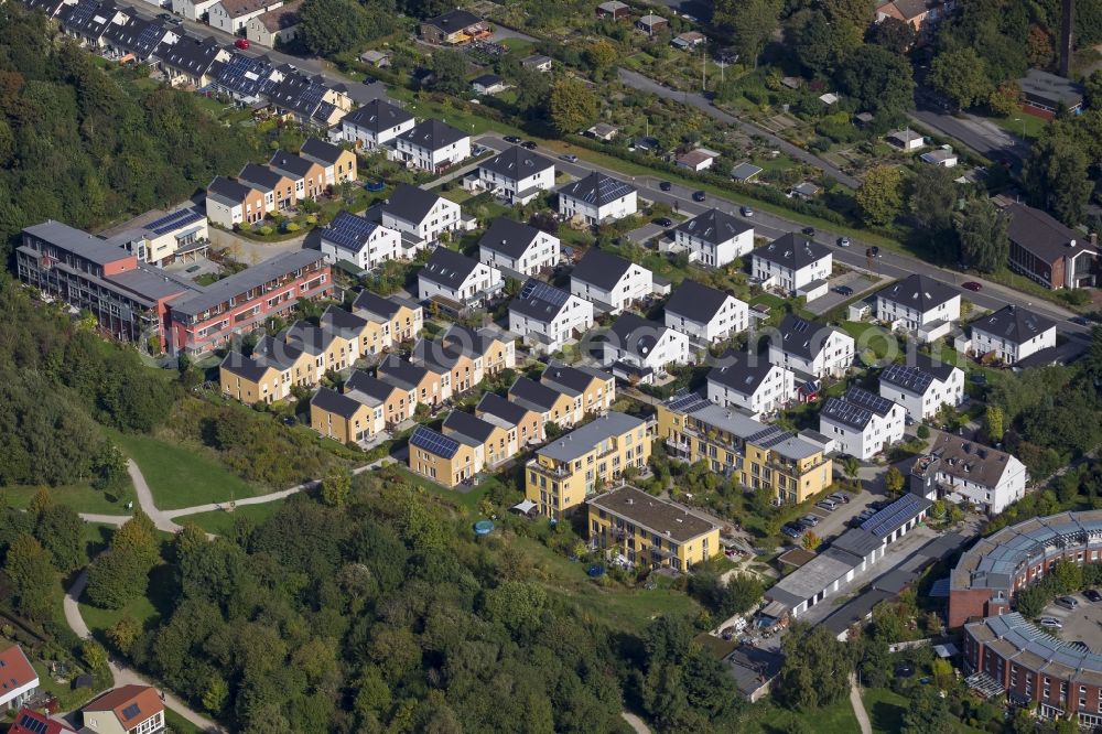 Aerial photograph Dortmund - Structures in a residential area with new houses on Tremoniapark in Dortmund in North Rhine-Westphalia