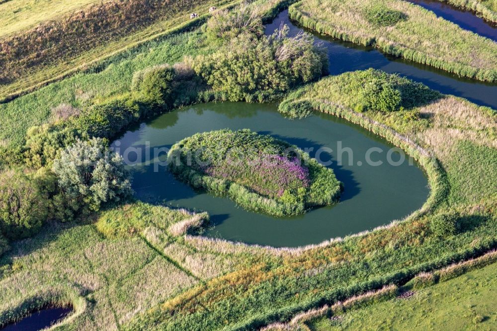 Aerial image Tating - Structures of a salt marsh landscape in Tating in the state Schleswig-Holstein, Germany