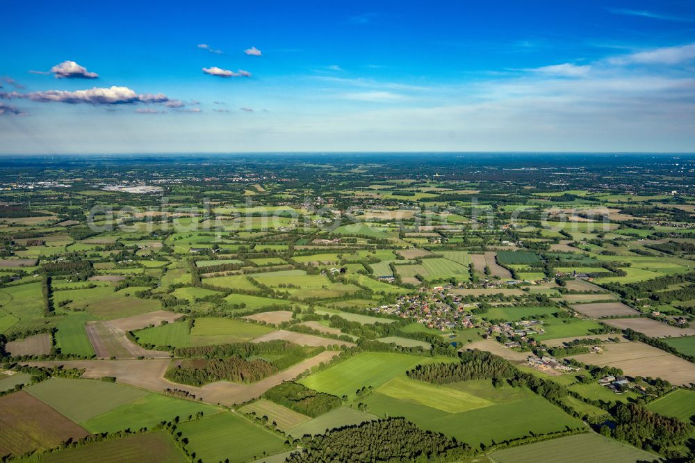 Aerial image Alveslohe - Structures on agricultural fields in Alveslohe in the state Schleswig-Holstein, Germany