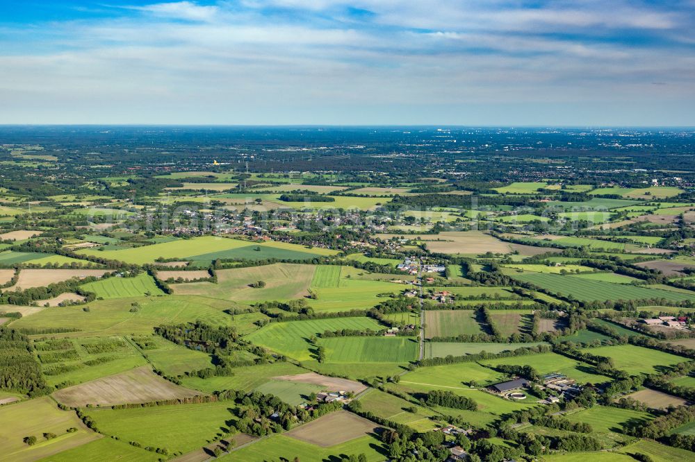 Aerial image Alveslohe - Structures on agricultural fields in Alveslohe in the state Schleswig-Holstein, Germany