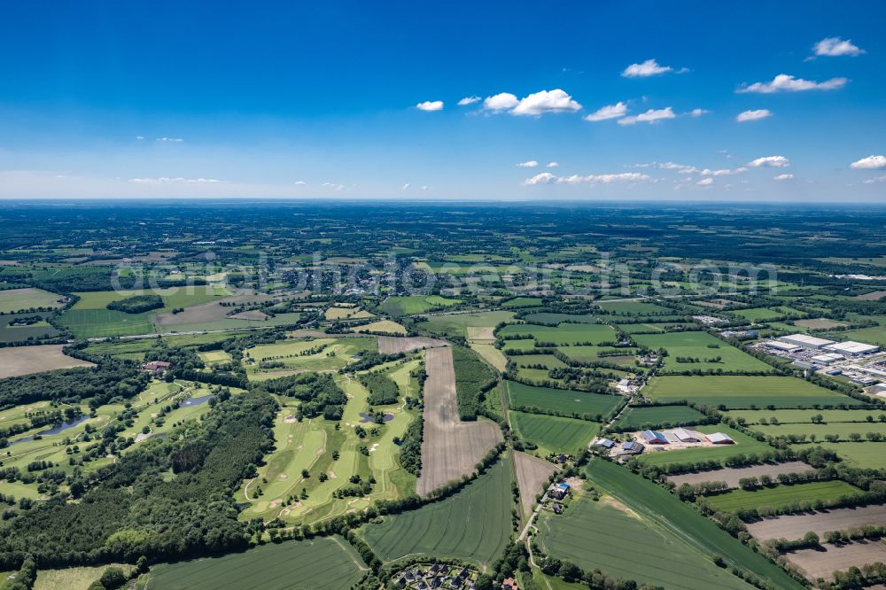 Alveslohe from above - Structures on agricultural fields in Alveslohe in the state Schleswig-Holstein, Germany