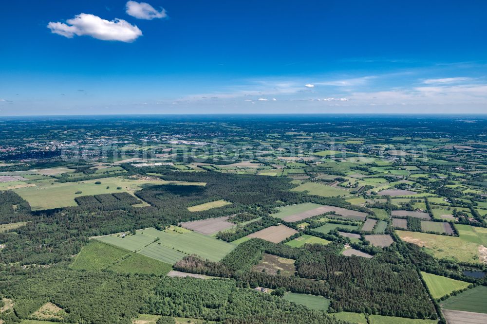 Alveslohe from above - Structures on agricultural fields in Alveslohe in the state Schleswig-Holstein, Germany