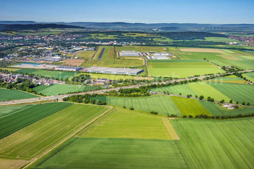 Aerial image Asel - Structures on agricultural fields in Asel in the state Lower Saxony, Germany