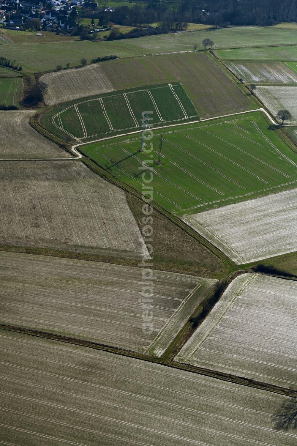 Aerial image Benterode - Structures on agricultural fields in Benterode in the state Lower Saxony, Germany