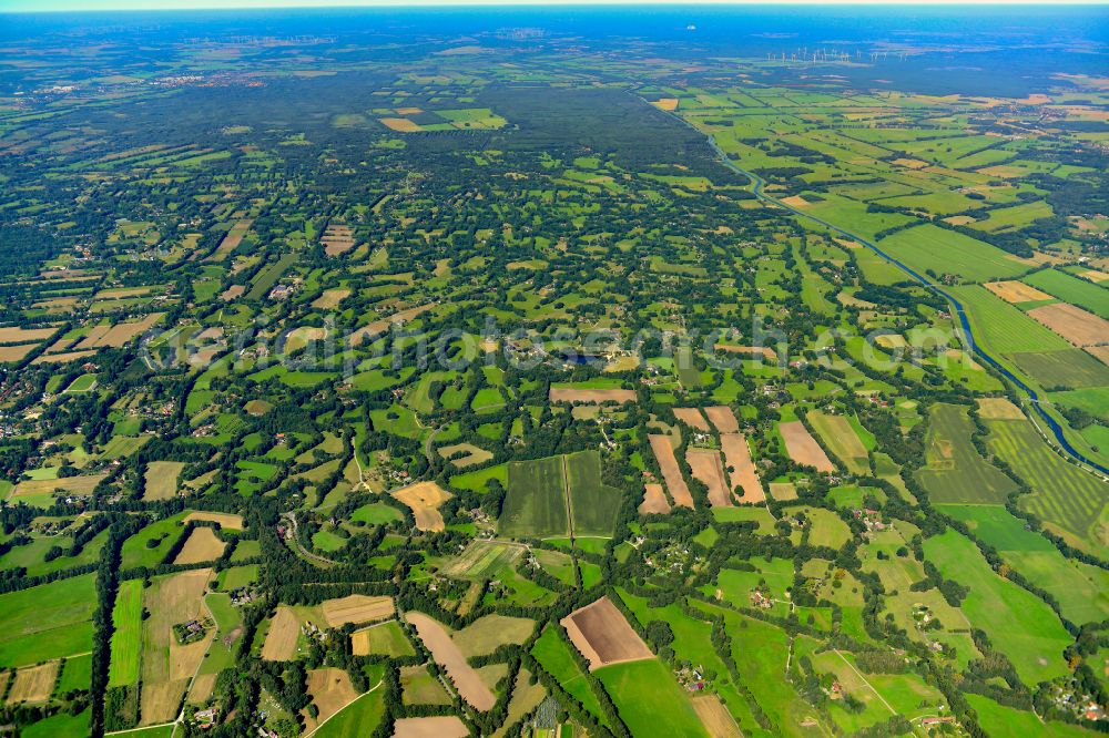 Aerial photograph Burg-Dorf - Structures on agricultural fields in Burg-Dorf in the state Brandenburg, Germany