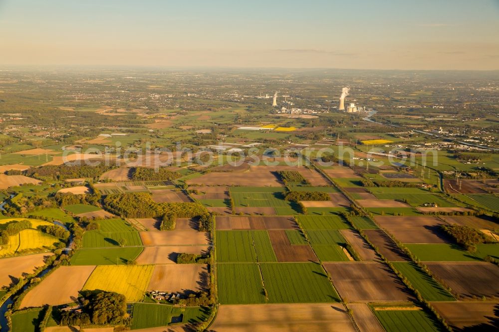 Aerial image Datteln - Structures on agricultural fields in Datteln in the state North Rhine-Westphalia, Germany