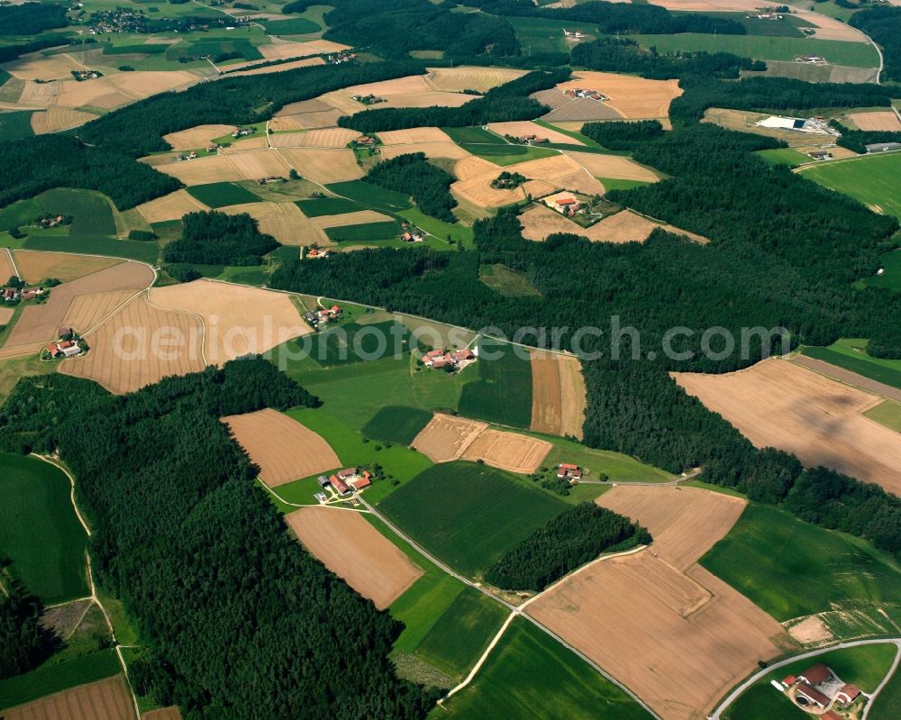 Eben from above - Structures on agricultural fields in Eben in the state Bavaria, Germany