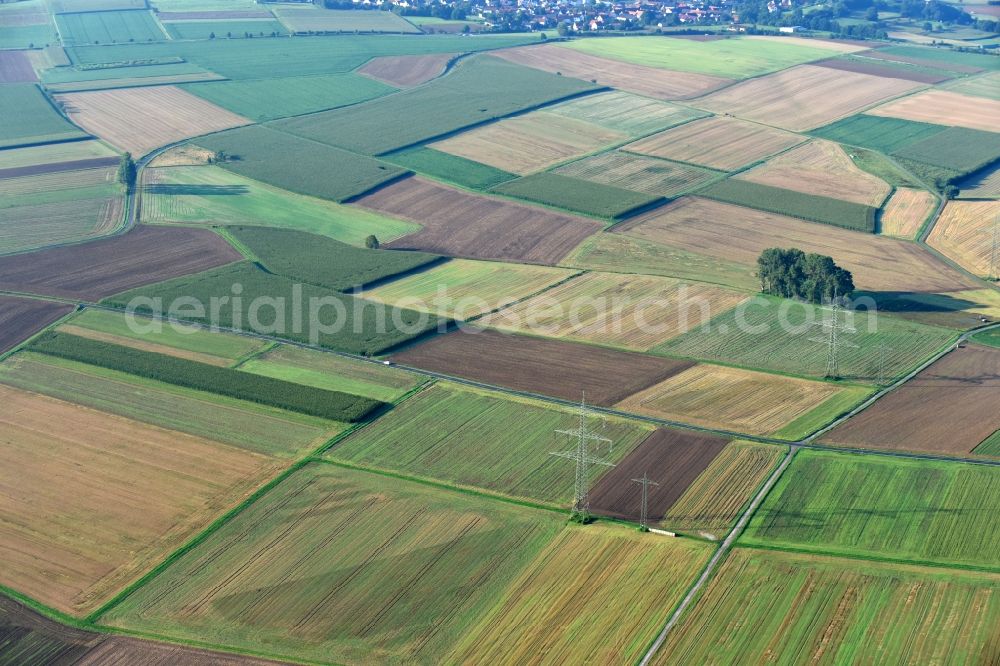 Ebsdorfergrund from above - Structures on agricultural fields in Ebsdorfergrund in the state Hesse, Germany