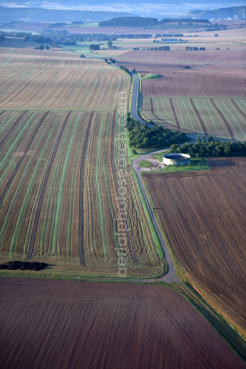 Aerial image Friedrichsthal - Structures on agricultural fields in Friedrichsthal in the state Thuringia, Germany