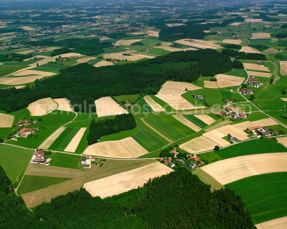 Fußöd from the bird's eye view: Structures on agricultural fields in Fußöd in the state Bavaria, Germany