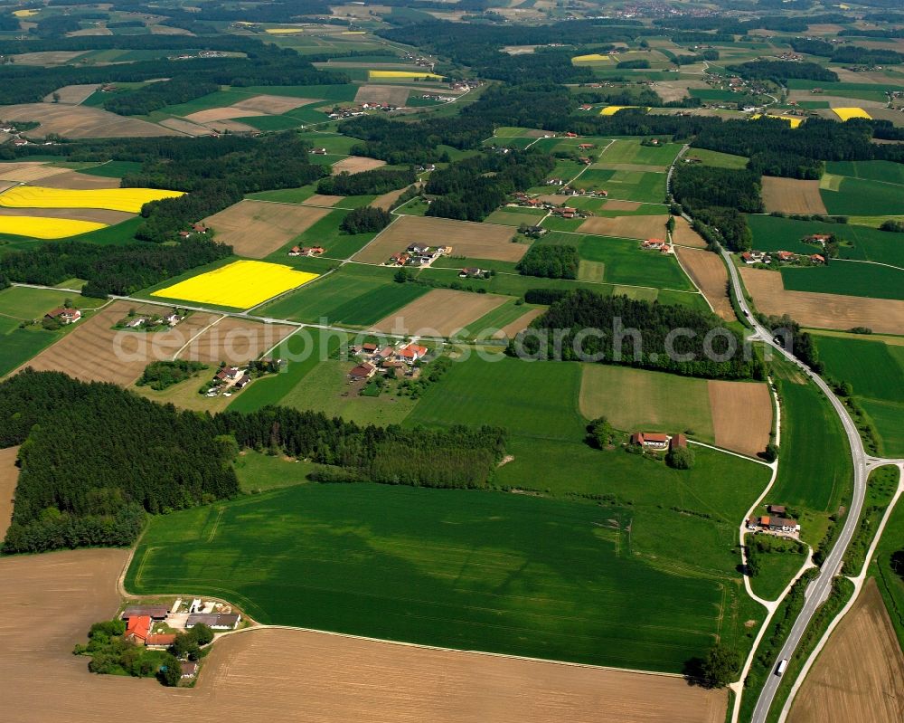 Aerial image Gmain - Structures on agricultural fields in Gmain in the state Bavaria, Germany