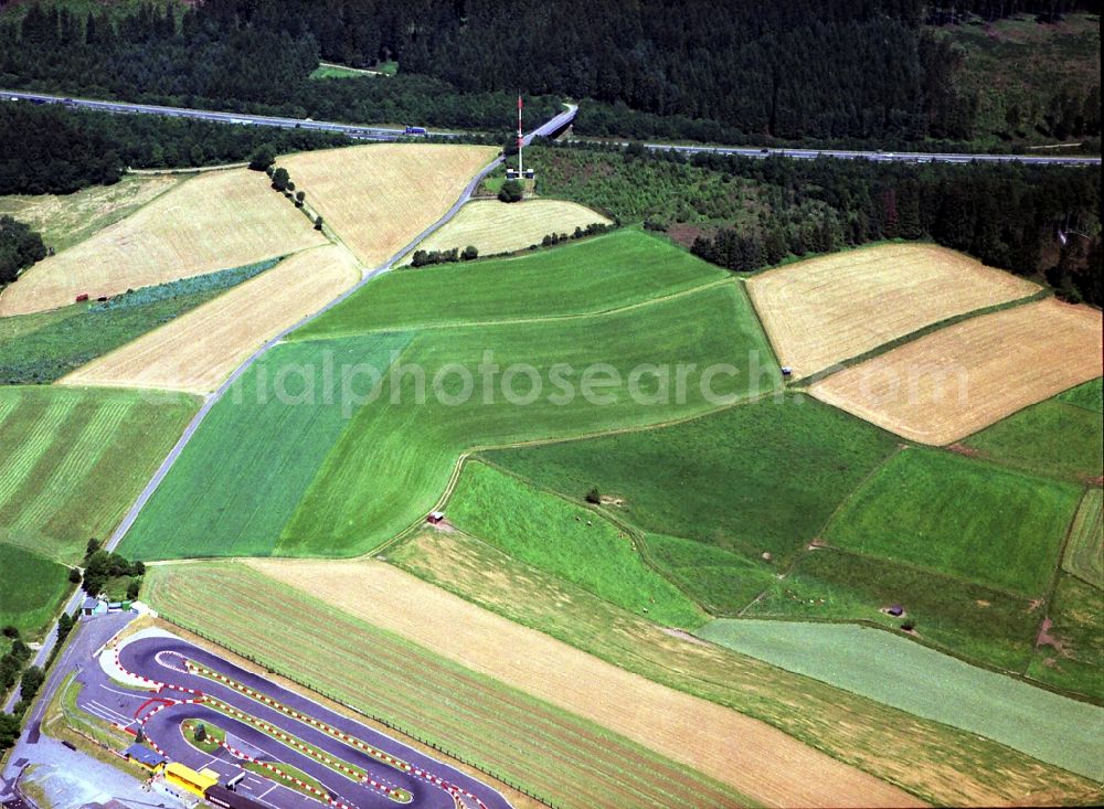 Hahn from above - Structures on agricultural fields in Hahn in the state North Rhine-Westphalia, Germany