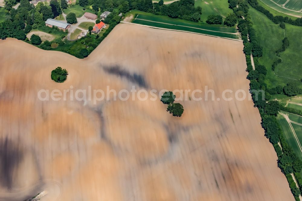 Helmstorf from above - Structures on agricultural fields in Helmstorf in the state Schleswig-Holstein, Germany