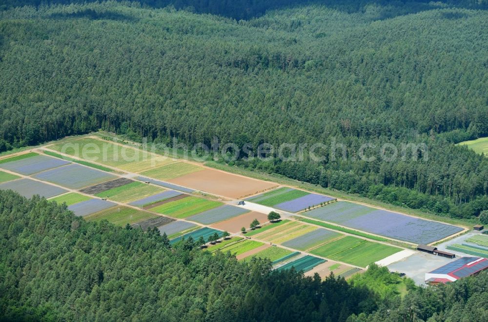 Hermannshof from the bird's eye view: Structures on agricultural fields in Hermannshof in the state Bavaria, Germany