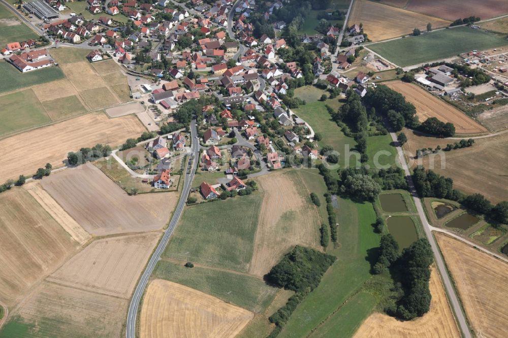 Aerial image Herzogenaurach - Structures on agricultural fields and fish ponds in Herzogenaurach hammerbach in the state Bavaria