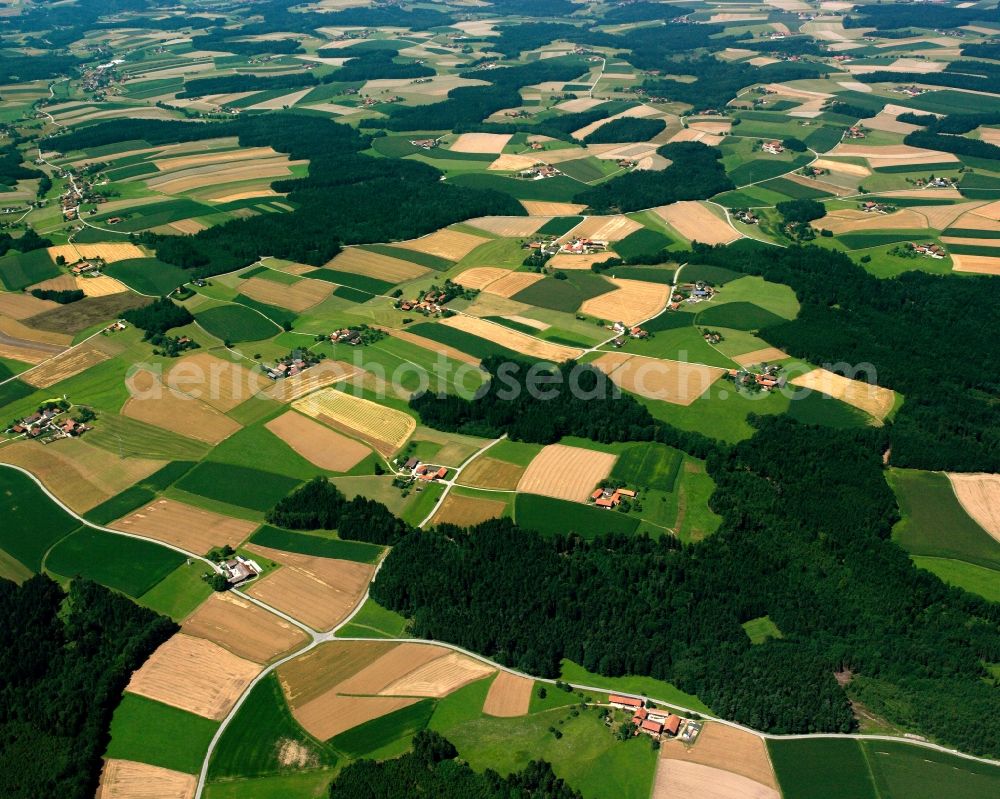 Aerial image Hocheck - Structures on agricultural fields in Hocheck in the state Bavaria, Germany