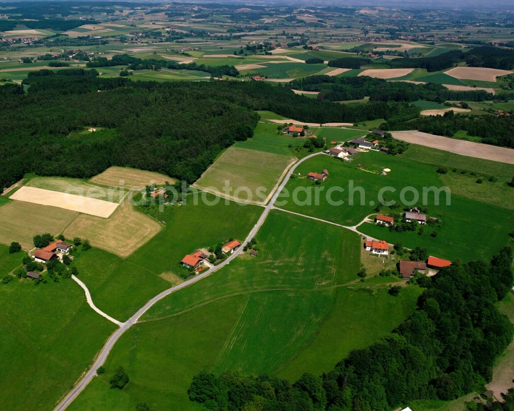 Aerial image Holzhäuser - Structures on agricultural fields in Holzhäuser in the state Bavaria, Germany