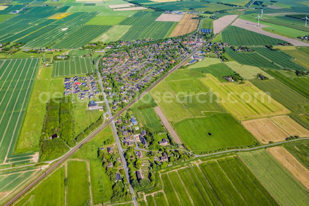 Aerial image Klanxbüll - Structures on agricultural fields in Klanxbuell in the state Schleswig-Holstein, Germany