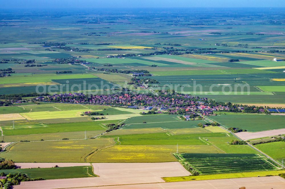 Aerial photograph Klanxbüll - Structures on agricultural fields in Klanxbuell in the state Schleswig-Holstein, Germany