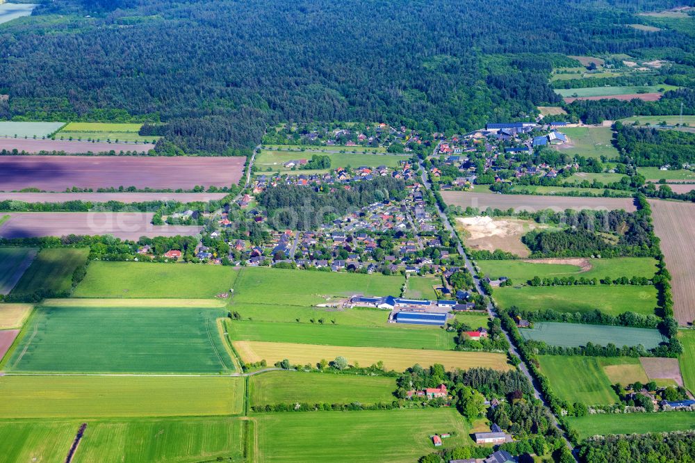 Aerial photograph Klintum - Structures on agricultural fields in Klintum in the state Schleswig-Holstein, Germany